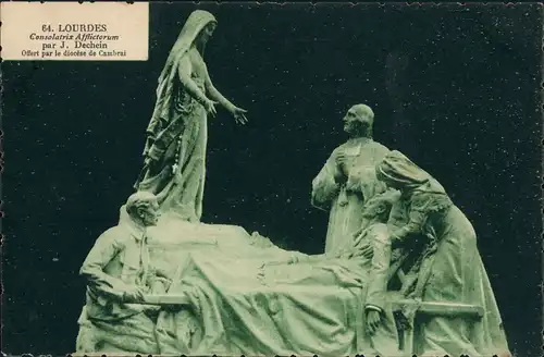 Lourdes Lorda Religiöse Skulpturen nach J. Dechein, religious postcard 1930