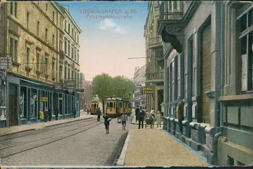 Ansichtskarte Ludwigshafen Prinzregentenstrasse Straßenbahn 1922