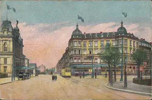 Ansichtskarte Mainz Bahnhofsplatz - Straßenbahn 1919