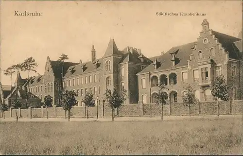 Ansichtskarte Karlsruhe Städtisches Krankenhaus 1907