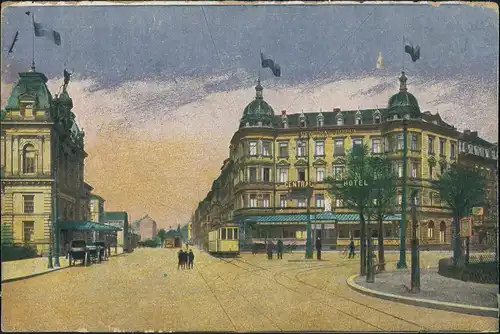 Ansichtskarte Mainz Bahnhofsplatz - Central Hotel 1919