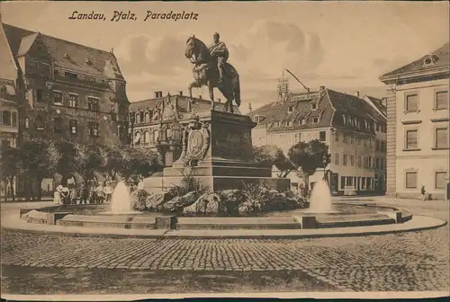Ansichtskarte Landau in der Pfalz Paradeplatz, Färberei Kramer 1918