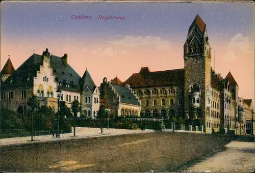 Ansichtskarte Koblenz Regierung Straße 1918