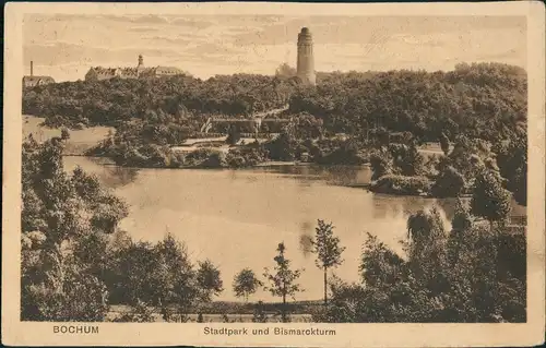 Ansichtskarte Bochum Stadtpark -Bismarckturm 1922