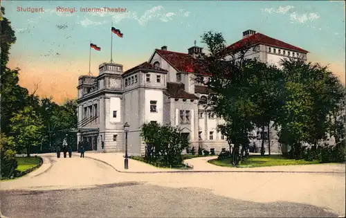 Ansichtskarte Stuttgart Partie am Interim Theater 1910
