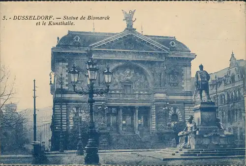 Düsseldorf Bismarck-Denkmal, Kunsthalle, Statue de Bismarck (frz. Karte) 1920