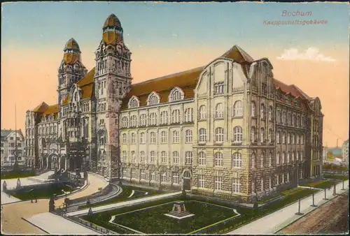 Ansichtskarte Bochum Knappschaftsgebäude Strassen Ansicht 1910