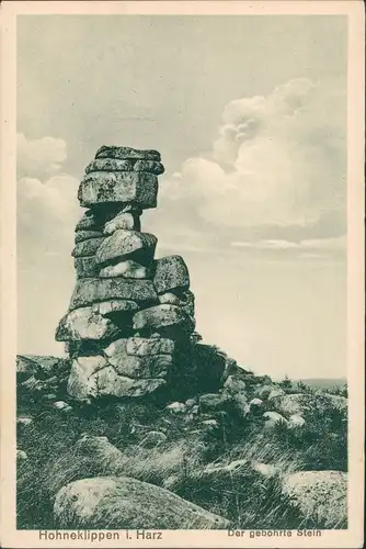 Ansichtskarte Elend (Harz) Hohneklippen im Harz der gebohrte Stein 1922