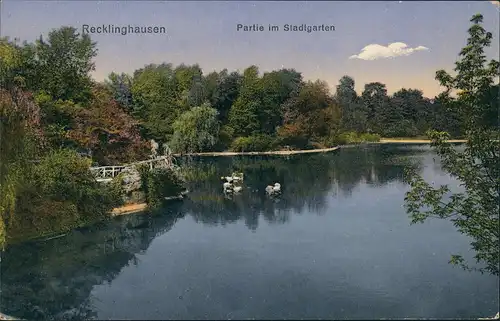 Ansichtskarte Recklinghausen Partie im Stadtgarten 1920