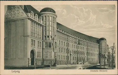 Ansichtskarte Leipzig Partie an der Deutsche Bücherei 1920