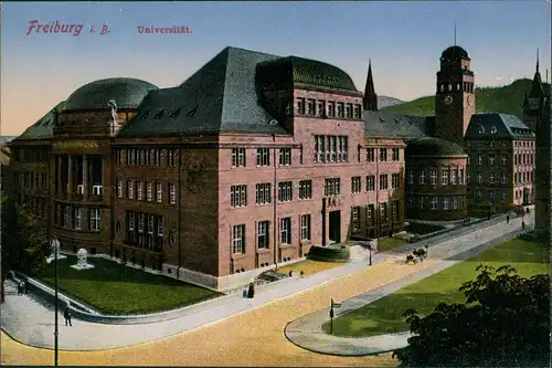 Ansichtskarte Freiburg im Breisgau Straßen Partie a.d. Universität 1910