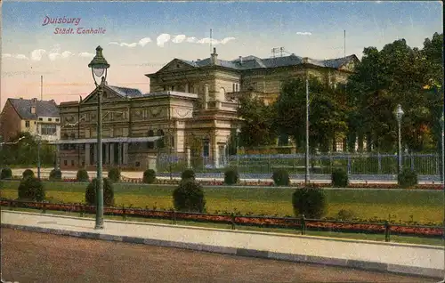 Ansichtskarte Duisburg Straßen Partie a.d. Städtischen Tonhalle 1923