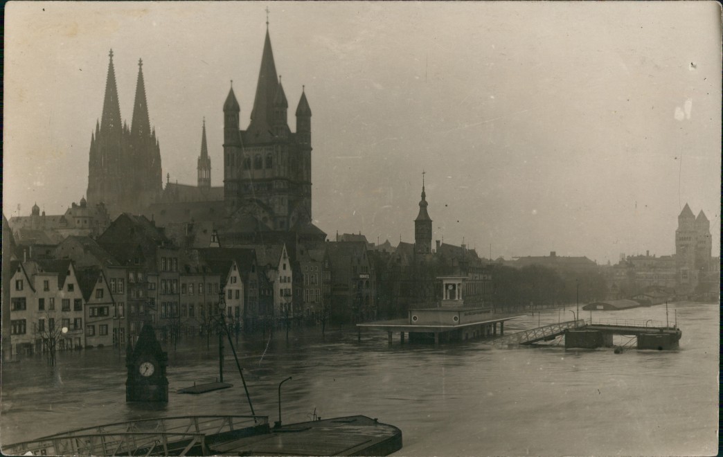 Köln Echtfoto Hochwasser Katastrophe Überschwemmung Rheinufer 1930 ...