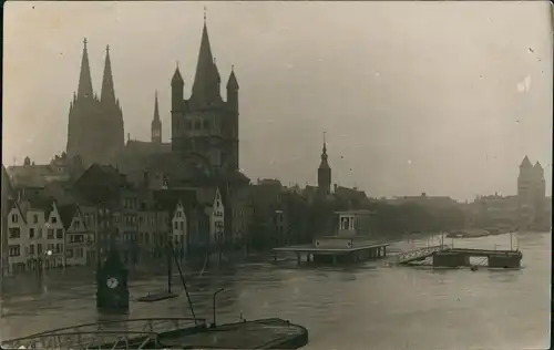 Köln Echtfoto Hochwasser Katastrophe Überschwemmung Rheinufer 1930 Privatfoto