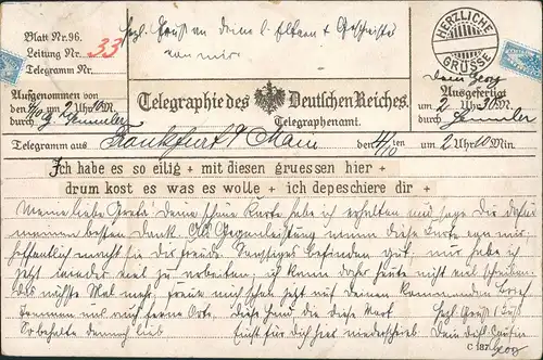 Litho AK Frankfurt  Main Telegraphie Deutschen Telegraphenamt Motiv-AK 1902