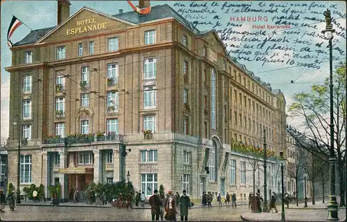 Ansichtskarte Hamburg Strassen Partie am Hotel Esplanade 1910