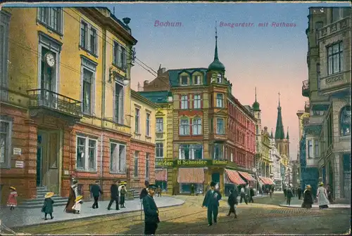 Bochum Bongardstrasse, Rathaus, Geschäft H. Schneider, Geschäfte 1920