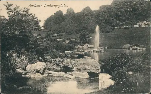 Ansichtskarte Aachen Ludwigsplatz Wasserspiele Springbrunnen 1906