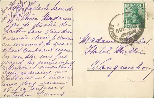 CPA Niederhaslach Strassen Partie a.d. Kirche  1912    Bahnpoststempel ZUG 369