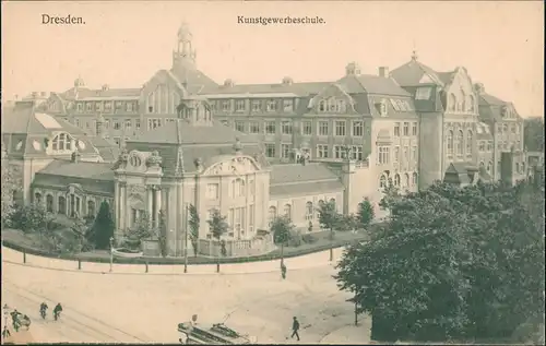 Innere Altstadt-Dresden Kunstgewerbe-Schule, Kunstakademie Strassen Ansicht 1910