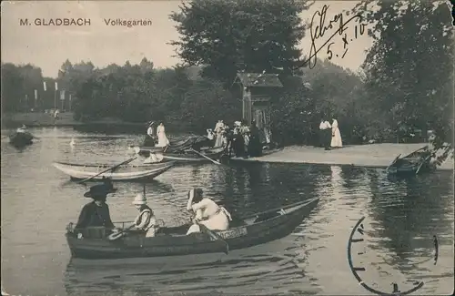 Mönchengladbach Volksgarten Gesellschaft in Ruderbooten Ruderboot 1910