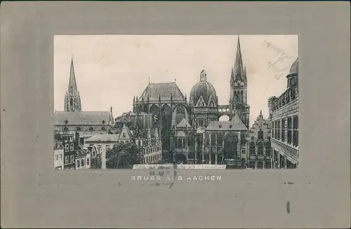 Ansichtskarte Aachen Aachener Dom Kirche mit Charusplatz 1905 Passepartout