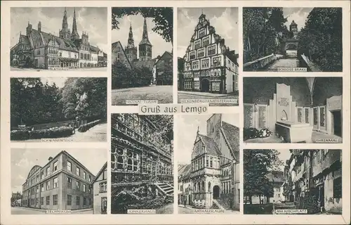Lemgo Rathaus Nicolai Türme Junkerhaus   Kirchplatz Hexenbürgermeisterhaus 1933