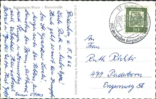 Ansichtskarte Rüdesheim (Rhein) Panorama-Ansicht Rhein Dampfer 1962