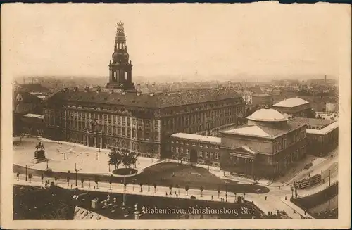 Kopenhagen København Panorama mit Schloss Christiansborg Straßenbahn 1927