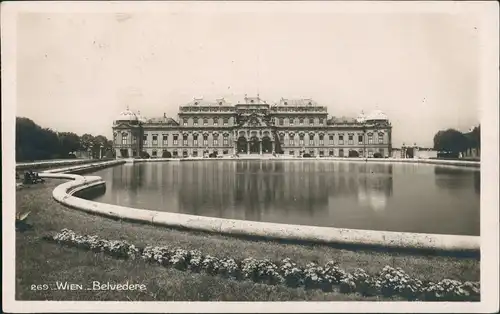 Ansichtskarte Wien Schloss Belvedere Gesamtansicht mit Teich 1927