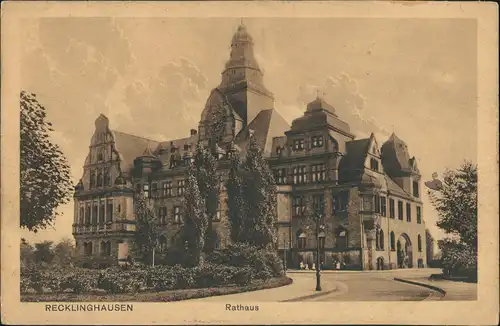 Ansichtskarte Recklinghausen Strassen Partie am Rathaus 1923
