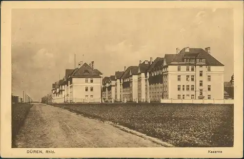 Ansichtskarte Düren Kaserne Strassen Partie 1920