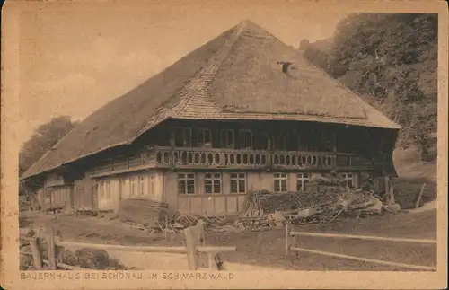 Schönau im Schwarzwald Partie mit altem Bauernhaus, Schwarzwald Haus 1925
