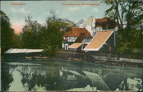 Düsseldorf Schwanenspiegel, Teil Bootsanlegestelle, Fischerhaus 1920
