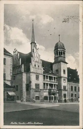Ansichtskarte Halle (Saale) Strassen Partie am Rathaus 1947/1940