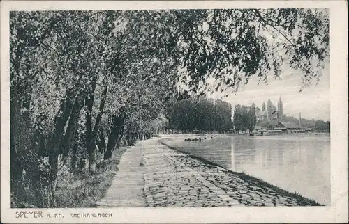 Ansichtskarte Speyer Panorama-Ansichtskarte Rhein-Anlagen 1920