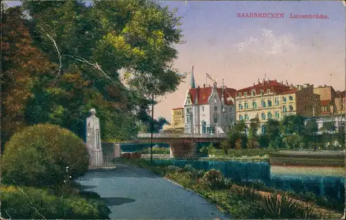 Ansichtskarte Saarbrücken Louisen-Brücke Luisenbrücke 1915