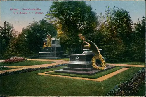 Essen (Ruhr) Gräber Grab-Denkmäler F.A. Krupp u. A. Krupp, Friedhof 1924