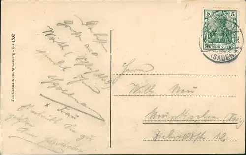 Wörth an der Sauer Wœrth Partie am Bayern-Denkmal, Monument 1910