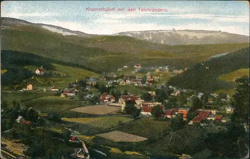 Krummhübel Karpacz Panorama-Ansicht Dorf mit d. Teichrändern Riesengebirge 1910