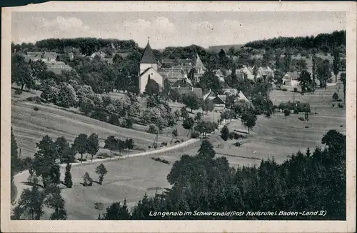 Ansichtskarte Straubenhardt Langenalb Panorama Blick zur Dorf Kirche 1942