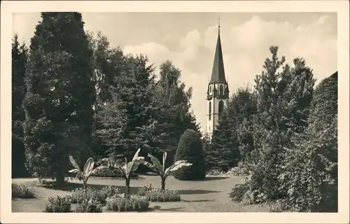 Ansichtskarte Emmendingen Park Stadtgarten Blick zur Kirche Echtfoto-AK 1940