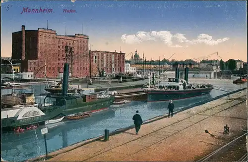 Ansichtskarte Mannheim Hafen, Dampfer Stadt 1914