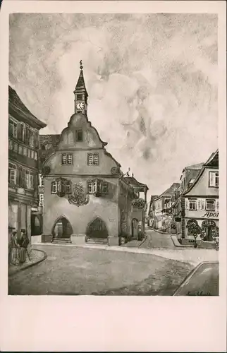 Ansichtskarte Lahr (Schwarzwald) Altes Rathaus nach Aquarell 1930
