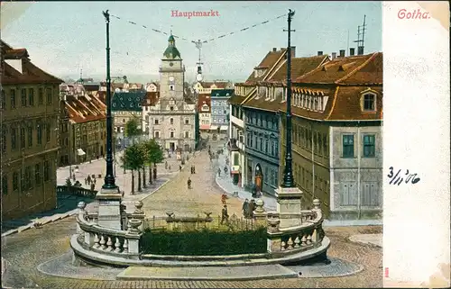 Ansichtskarte Gotha Hauptmarkt 1903