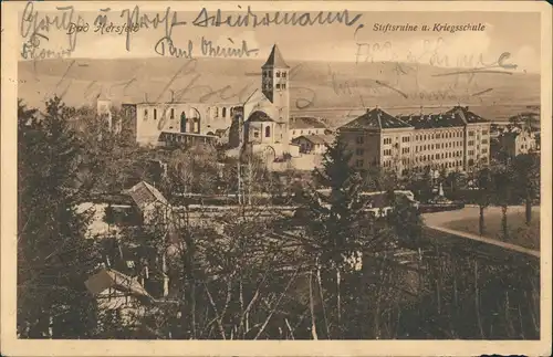 Ansichtskarte Bad Hersfeld Stiftsruine und Kriegsschule 1910