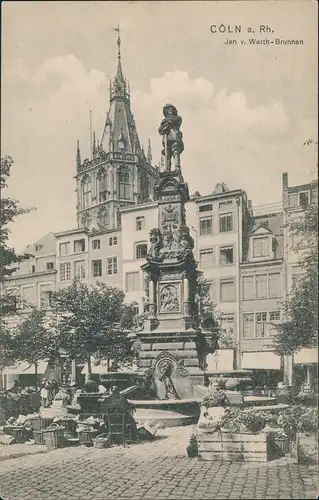 Ansichtskarte Köln Jan v. Werth - Brunnen, Markttreiben 1908