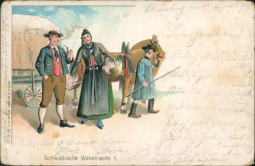 Schwaben Schwäbische Volkstracht Tracht Trachten Typen 1899