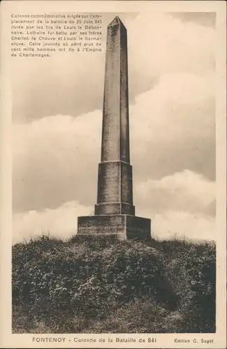 Tournai Dornick  Colonne Bataille de 841/Denkmal Schlacht bei Fontenoy 841 1910