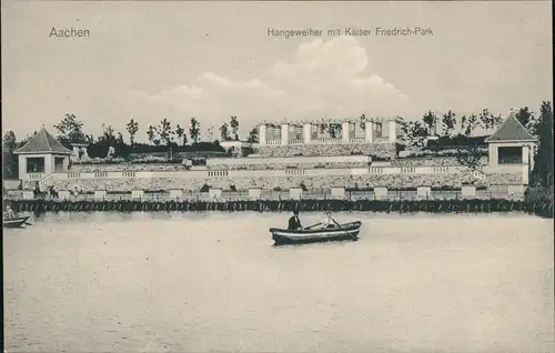 Ansichtskarte Aachen Hangeweiher mit Kaiser Friedrich Park 1913